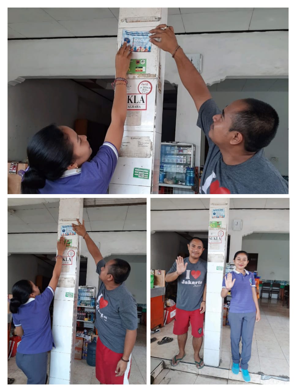 Diseminasi Informasi melalui pemasangan stiker di Warung atau toko di wilayah Kota Amlapura