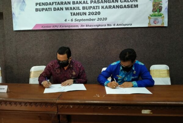 Penandatanganan Perjanjian Kerjasama antara Badan Narkotika Nasional Kabupaten Karangasem dan Komisi Pemilihan Umum Kabupaten Karangasem