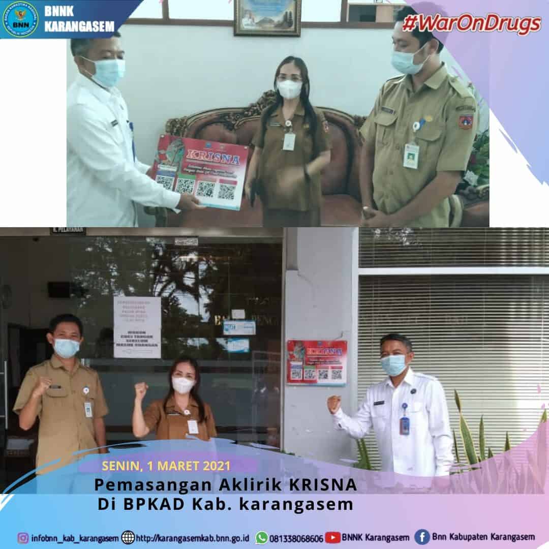 Pemasangan media informasi luar ruangan berupa Aklirik “KRISNA” di Kantor BPKAD Kab. Karangasem